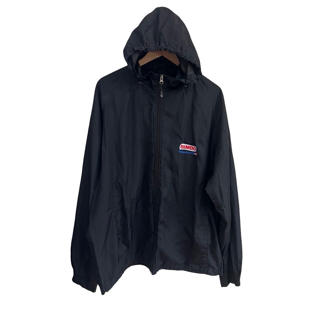 Bimbo Bakeries USA Black XL Jacket Lightweight Hooded Windbreaker Fun Kitschy